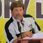 Micky Cain talks to competitors at Gresham Motorsports Park during a 2011 driver's meeting. Cain had as the Director of Competition at the Jefferson, GA track since 2009, but is out at the speedway in 2013. Photo by Lori Sandefur Wallace