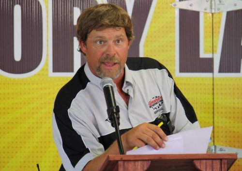 Micky Cain talks to competitors at Gresham Motorsports Park during a 2011 driver's meeting. Cain had served as the Director of Competition at the Jefferson, GA track since 2009, but is out at the speedway in 2013. Photo by Lori Sandefur Wallace