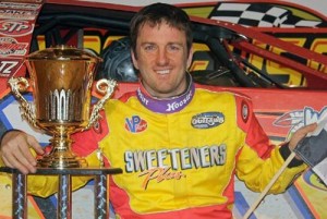 Tim McCreadie, seen here from an earlier victory, captured the World of Outlaws Late Model tour's event at 301 Speedway Friday night.  Photo courtesy WoO LMS