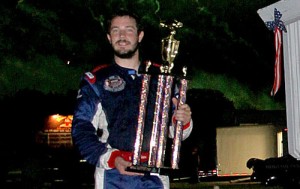 Lee Pulliam, seen here from earlier action, swept Saturday's Late Model Stock features at Southern National Motorsports Park.  Photo by James Price