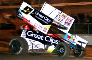 Daryn Pittman, seen here from earlier action, picked up his third straight World of Outlaws STP Sprint Car Series victory Sunday night at Orange County Fair Speedway.  Photo courtesy WoO Media