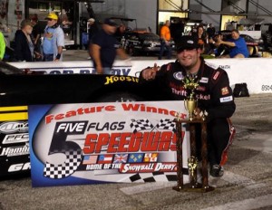 Bubba Pollard scored his first Southern Super Series win of 2014 Saturday night at 5 Flags Speedway.  Photo courtesy 5 Flags Speedway Media