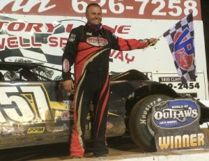 Mike Marlar, seen her from an earlier victory, scored the Old Man's Garage Spring Nationals Series victory on Friday night at Volunteer Speedway.  Photo by Chris Tilley