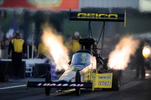 Richie Crampton raced his way to the top of the Top Fuel scoring charts on Friday in Houston.  Photo courtesy NHRA Media