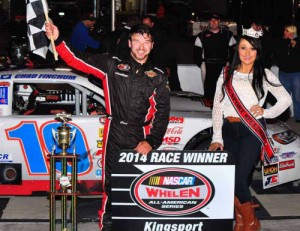 Chad Finchum scored the victory in the first of two Late Model Stock features Friday night at Kingsport Speedway.  Photo by RPM Photos