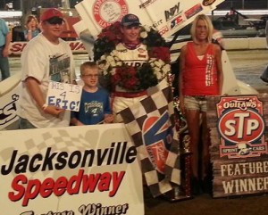 Christopher Bell scored his first career World of Outlaws STP Sprint Car Series victory Wednesday night at Jacksonville Speedway.  Photo courtesy Jacksonville Speedway Media