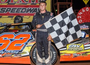 Cody King picked up his first Super Late Model victory at Dixie Speedway Saturday night.  Photo by Kevin Prater/praterphoto.com