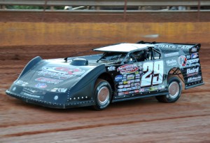 Darrell Lanigan drove to his second win in as many nights with a victory in the World of Outlaws Late Model Series first visit to Lavonia Speedway Saturday night.  Photo by DTGW Productions