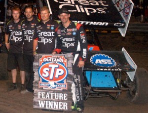 Daryn Pittman, seen here from an earlier victory, swept the World of Outlaws STP Sprint Car Series weekend at Williams Grove Speedway.  Photo courtesy WoO Media