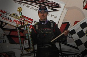 David Gravel earned the World of Outlaws STP Sprint Car Series victory at Eldora Speedway Saturday night in only his second night driving for Roth Motorsports.  Photo courtesy Eldora Speedway Media