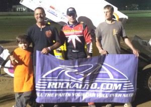 Derek Hagar raced to his third USCS win of the 2014 season at Jackson Motor Speedway Saturday night.  Photo by Chris Seelman