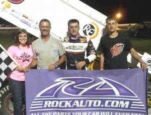 Derek Hagar raced to his second win in as many races during the USCS Sprint Car Speedweek 2014 at Greenville Speedway on Sunday night. Photo by Chris Seelman