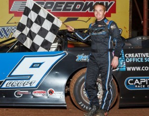 Jason Croft scored the Super Late Model victory Saturday night at Dixie Speedway.  Photo by Kevin Prater/praterphoto.com