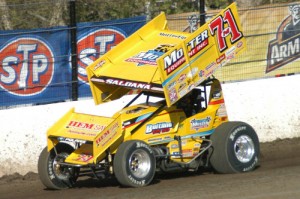 Joey Saldana, seen here from earlier action, scored the World of Outlaws STP Sprint Car A Main win at Jackson Speedway Friday night.  Photo courtesy WoO Media