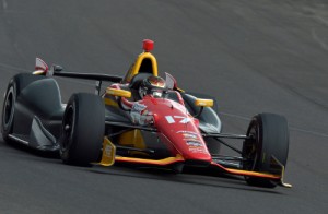 Sebastian Saavedra made his first return to the track since an opening lap crash in Saturday's Grand Prix of Indianapolis.  Photo by Dan Boyd