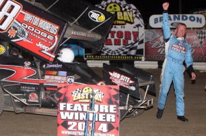 Sport Allen raced into victory lane at East Bay Raceway Park with a win in the Top Gun Sprints feature Saturday night.  Photo by Mike Horne