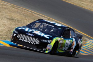 Carl Edwards charges up the hill at Sonoma Raceway.  Edwards scored his first career Sprint Cup Series road course in Sunday's Toyota/Savemart 350.  Photo by Brian Lawdermilk/Getty Images