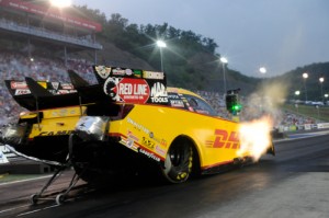 Del Worsham launches from the line in Friday's Funny Car qualifying for the NHRA Thunder Valley Nationals at Bristol.  Photo courtesy NHRA Media