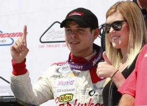 Kyle Larson celebrates after winning Saturday's ARCA Racing Series race at Pocono Raceway.  Photo courtesy ARCA Media