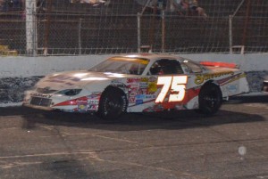 Landon Huffman won his first Late Model race in the 50 lap feature at Hickory Motor Speedway Saturday night. Photo by Sherri Stearns