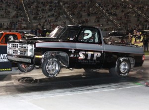 Will Coots launches from the line in Truck Advanced action Friday night at Atlanta Motor Speedway.  Coots went on to score the division win in the first Friday Night Drags points race of 2014.  Photo by Tom Francisco/Speedpics.net