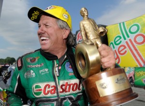 John Force scored the Funny Car victory at Summit Racing Equipment Motorsports Park on Sunday, the first of his career at the Norwalk, OH track.  Photo courtesy NHRA Media