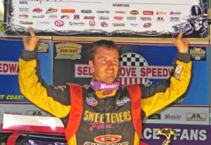 Tim McCreadie charged from the sixth place starting spot to earn his third World of Outlaws Late Model Series victory of the year at Selinsgrove Speedway.  Photo courtesy WoO Media