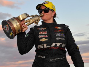 Erica Enders-Stevens scored her fifth Pro Stock victory of the NHRA Mello Yello Drag Racing Series season Sunday at Las Vegas.  Photo courtesy NHRA