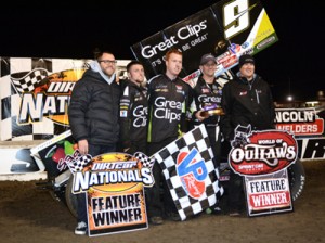 Daryn Pittman scored the World of Outlaws Sprint Car victory Friday night at Volusia Speedway Park.  Photo courtesy DirtCar Nationals Media