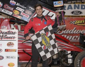 Matt Kurtz scored the win on the final night of the Eagle Jet Top Gun Sprints portion of Winternationals 2015 at East Bay Raceway Park.  Photo by Mike Horne