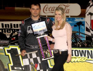 In his first trip to East Bay Raceway Park, Max Blair scored the Crate Late Model feature Friday night during Winternationals action.  Photo by Mike Horne