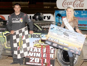 Max Blair wrapped up the Crate Late Model portion of Winternationals 2015 with a victory Saturday at East Bay Raceway Park.  Photo by Mike Horne