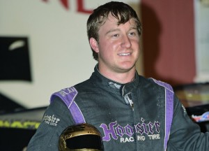 Chase Edge celebrates his NeSmith Chevrolet Dirt Late Model Series win on Friday night at Waycross Motor Speedway.  Photo courtesy NeSmith Media