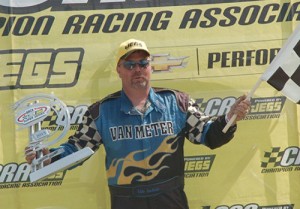 Eddie Van Meter made the trip to victory lane after winning Sunday's ARCA/CRA Super Series race at Anderson Speedway.  Photo by R&S Racing Photos