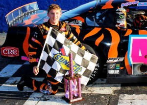 Kodie Conner swept both PASS Pro Late Model features on the weekend at Hickory Motor Speedway.  Photo by Laura / LWpictures.com 