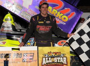 Ryan Smith scored the UNOH All Star Circuit of Champions Sprint Car victory Saturday night at Attica Raceway Park.  Photo courtesy ASCOC Media