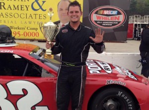 Trey Gibson scored the victory in Saturday's Late Model Stock feature at Greenville Pickens Speedway.  Photo courtesy GPS Media