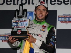 Carlos Munoz won Saturay's Race 1 of the IndyCar Chevrolet Dual In Detroit at Belle Isle Park.  Photo by Chris Jones