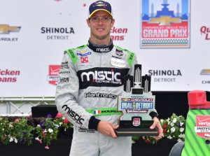 Sebastien Bourdais scored the win in the second Chevrolet Dual In Detroit Sunday at Belle Isle Park for the Verizon IndyCar Series.  Photo by Chris Owens