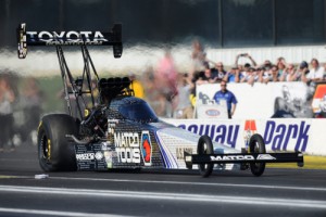 Just as he did on Friday, Antron Brown led Saturday's Top Fuel qualifying for the NHRA Summernationals at Englishtown.  Photo courtesy NHRA Media