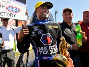 Antron Brown recorded his 50th career NHRA event victory with the Top Fuel win at Englishtown on Sunday.  Photo courtesy NHRA Media