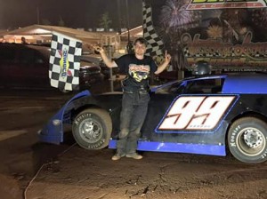 Austin Horton edged out Joey Armistead for the "Summer Sizzler" Limited Late Model feature victory Saturday night at Senoia Raceway.  Photo by Francis Hauke/22fstops.com