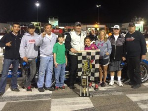 Donnie Hamrac, seen here from an earlier victory, scored the Modified victory Friday night at 5 Flags Speedway.  Photo courtesy Donnie Hamrac Racing