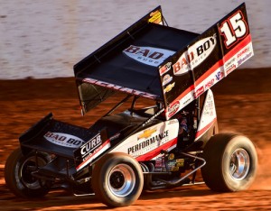 Donny Schatz, seen here from earlier action, scored the World of Outlaws Sprint Car Series victory Sunday night at Huset's Speedway.  Photo courtesy Donny Schatz Motorsports