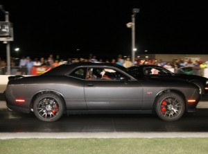 Keith Shockey (near lane) scored his first Friday Night Drags Factory Street win of the season in his 2015 Dodge Challenger at Atlanta Dragway.  Photo by Tom Francisco/Speedpics.net