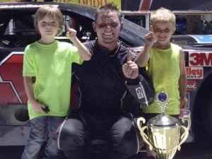 Trey Gibson drove to his fifth Late Model Stock victory of the season Friday night at Greenville-Pickens Speedway.  Photo courtesy GPS Media