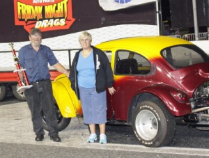 Bobby Bramblett piloted his 1970 Volkswagen Beetle to the Sport Compact division victory in last week's Friday Night Drags action at Atlanta Motor Speedway.  Photo by Tom Francisco/Speedpics.net