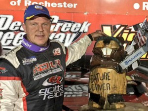 Darrell Lanigan scored his first World of Outlaws Late Model Series victory of the year Saturday night at Deer Creek Speedway.  Photo courtesy WoO Media