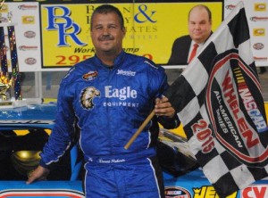 David Roberts scored the win in the first of two Late Model Stock features Friday night at Anderson Motor Speedway.  Photo by Christy Kelley