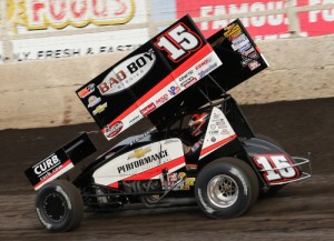 Donny Schatz, seen here from earlier action, scored his 19th World of Outlaws Sprint Car Series victory of the season Saturday night at Dodge City Raceway Park.  Photo courtesy Donny Schatz Motorsports